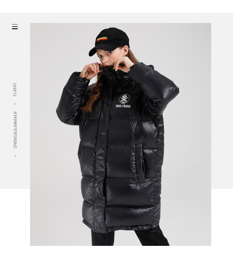 大嘴猴 女士 中长款白鸭绒羽绒服  200g+充绒量 图8