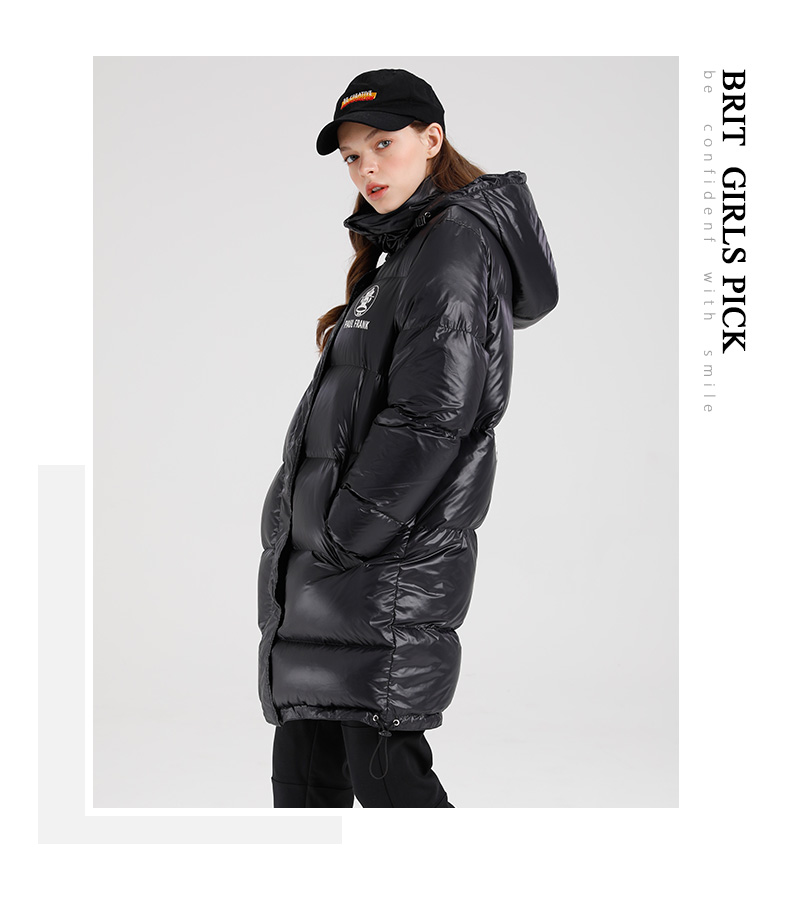 大嘴猴 女士 中长款白鸭绒羽绒服  200g+充绒量 图9