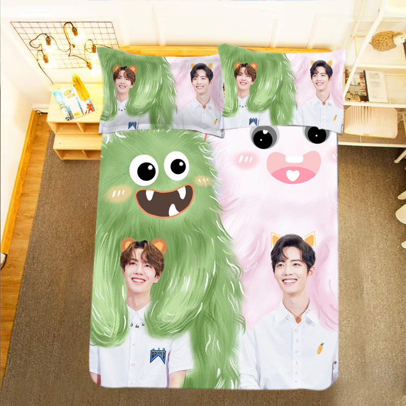 Come to the picture to customize Bojun Yixiao sheet quilt cover Xiao Zhan Wang Yibo four-piece set CP powder surrounding rotten female student bedding