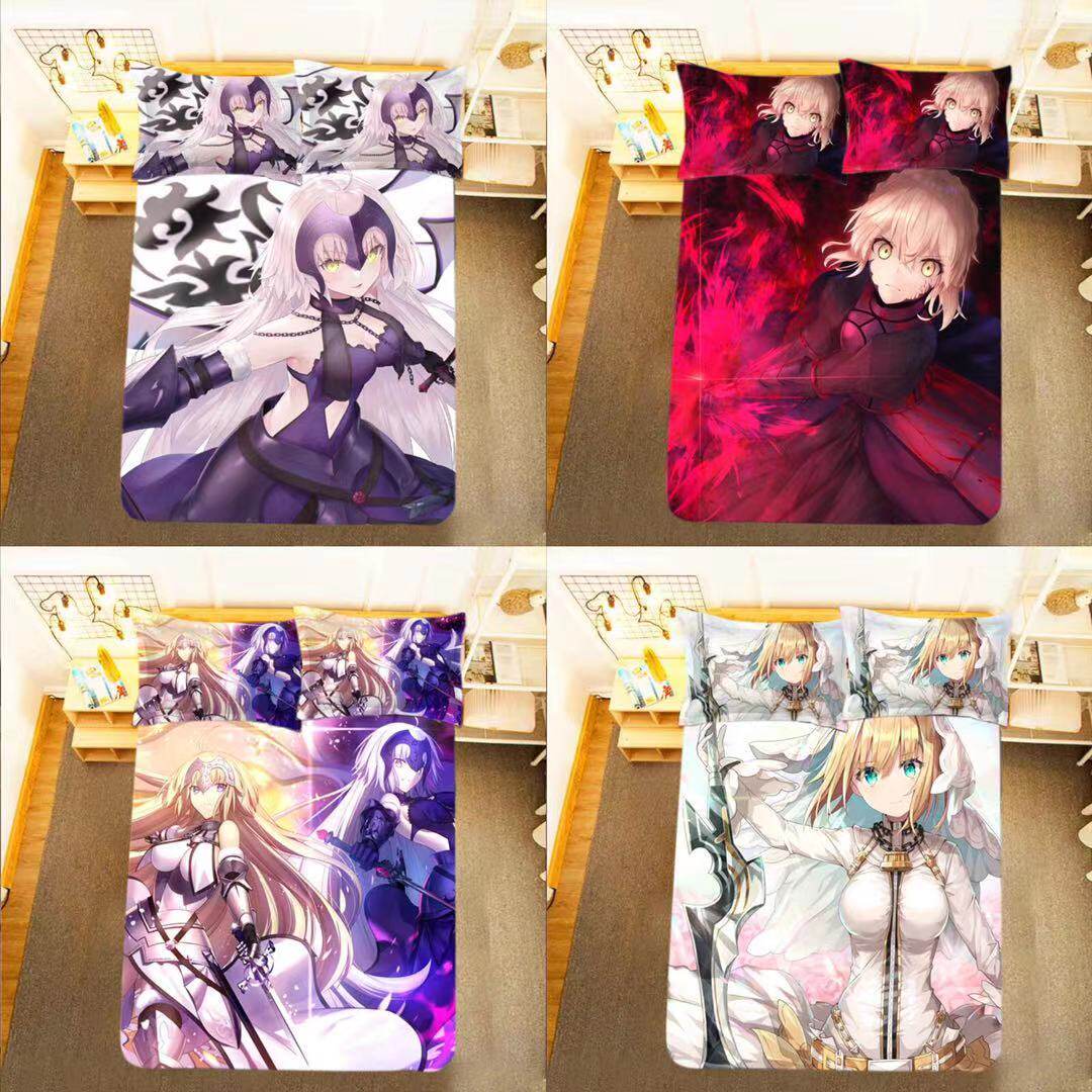Cartoon Fate surrounding chaste saber mansion men's bed sheets are far away and are being held by a single secondary Yuan student for three sets