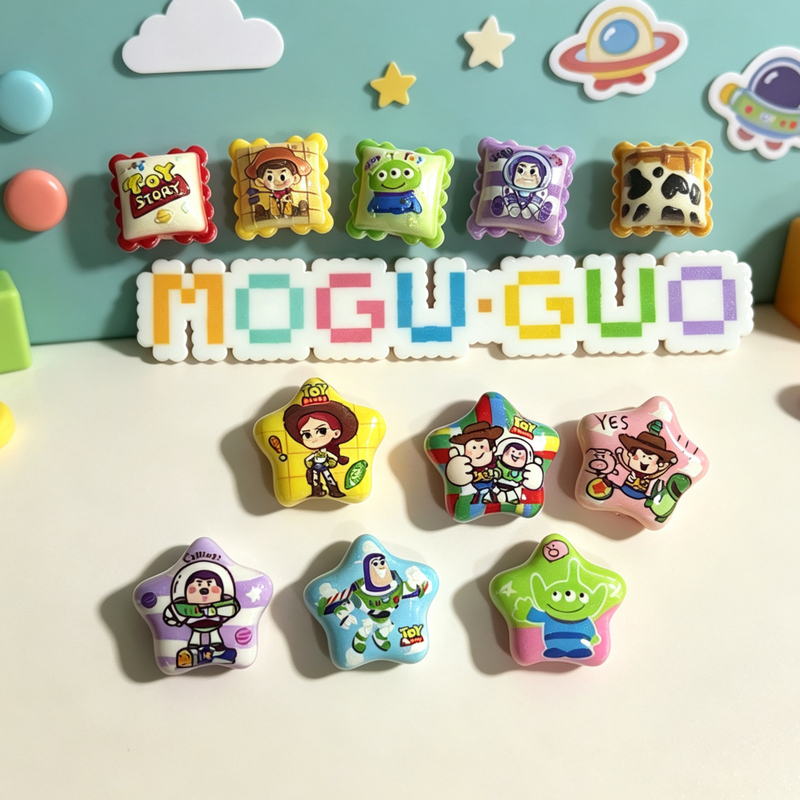 Cartoon Toy Story Buzz Lightyear Acrylic Pillow Pentagram Creative DIY Beaded Keychain Pendant
