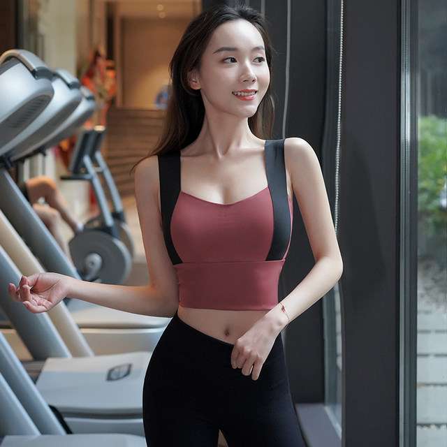 Lan pattern shock-proof sports vest outside wearing women's gathered running stereotyped fitness underwear elastic yoga clothes bra bra