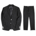 BIGGEZI British high street thin slim slim suit suit black sọc dọc tính khí giản dị phù hợp với hai mảnh - Suit phù hợp vest nam đẹp Suit phù hợp