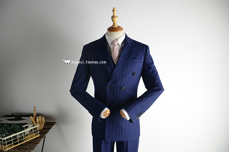 BIGGEZI Bộ đồ đôi sọc trắng kiểu châu Âu và Mỹ bộ vest nam thời trang