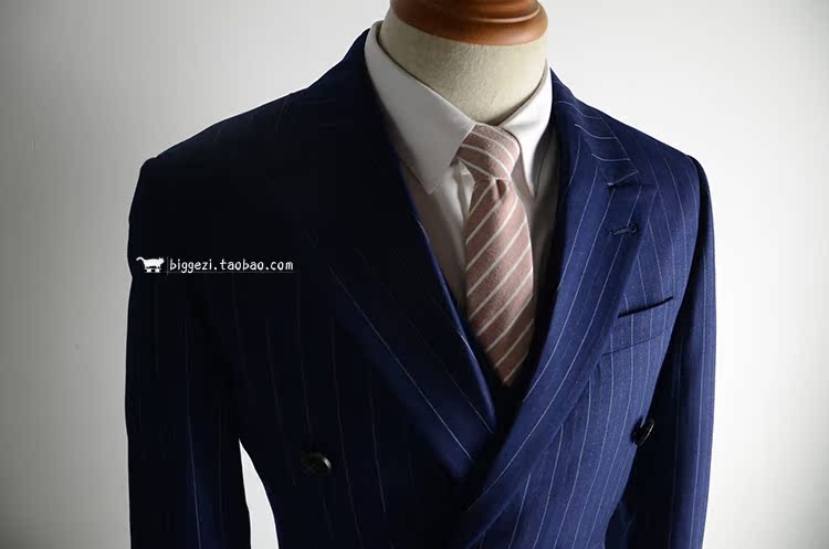 BIGGEZI Bộ đồ đôi sọc trắng kiểu châu Âu và Mỹ bộ vest nam thời trang