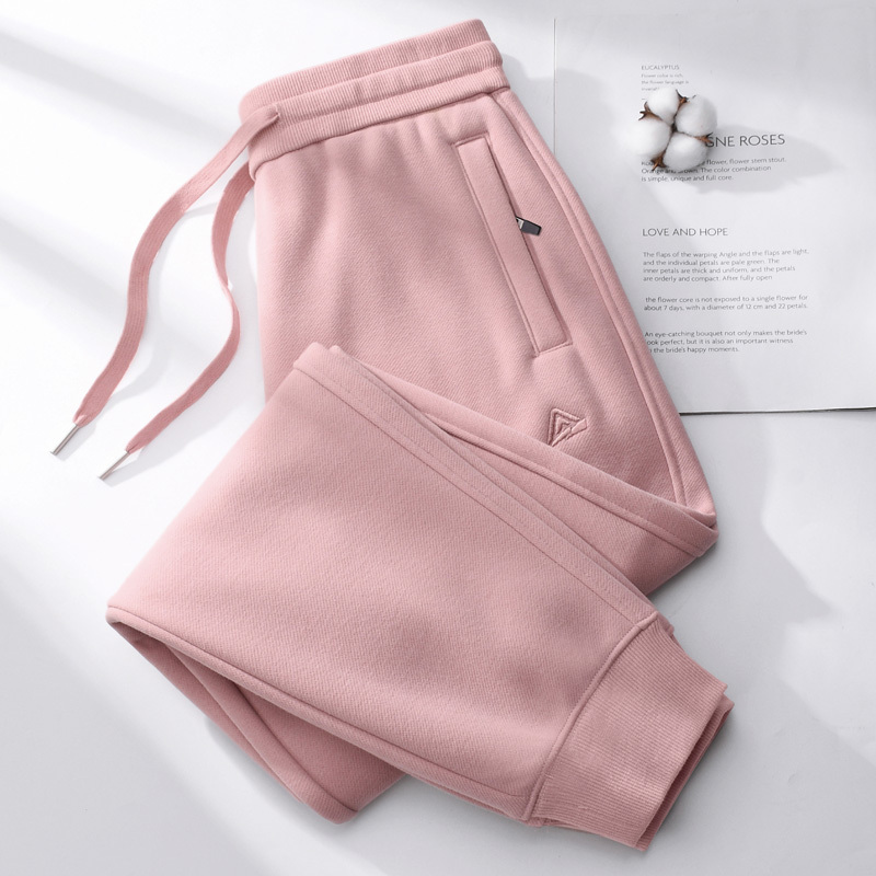 Pink Sweatpants for Women, Thickened and Fleece-Lined, Jogger Pants, Autumn and Winter 2026 New Style, Women's Plus Size Casual Sports Pants