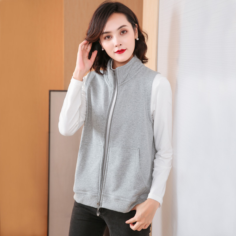 Pure Cotton Vest for Women, Casual Outerwear, Spring and Autumn Style, Cardigan, Sleeveless Jacket for Ladies, Fleece-Lined Mother's Coat