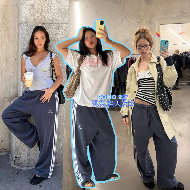 Pioneers Hot Girl Autumn and Winter Loose Street Dance Casual Pants Unisex Four-Stripe Sports Pants (Correct Version) Pioneers Hot Girl Autumn and Winter Loose Street Dance Casual Pants Unisex Four-Stripe Sports Pants (Correct Version)