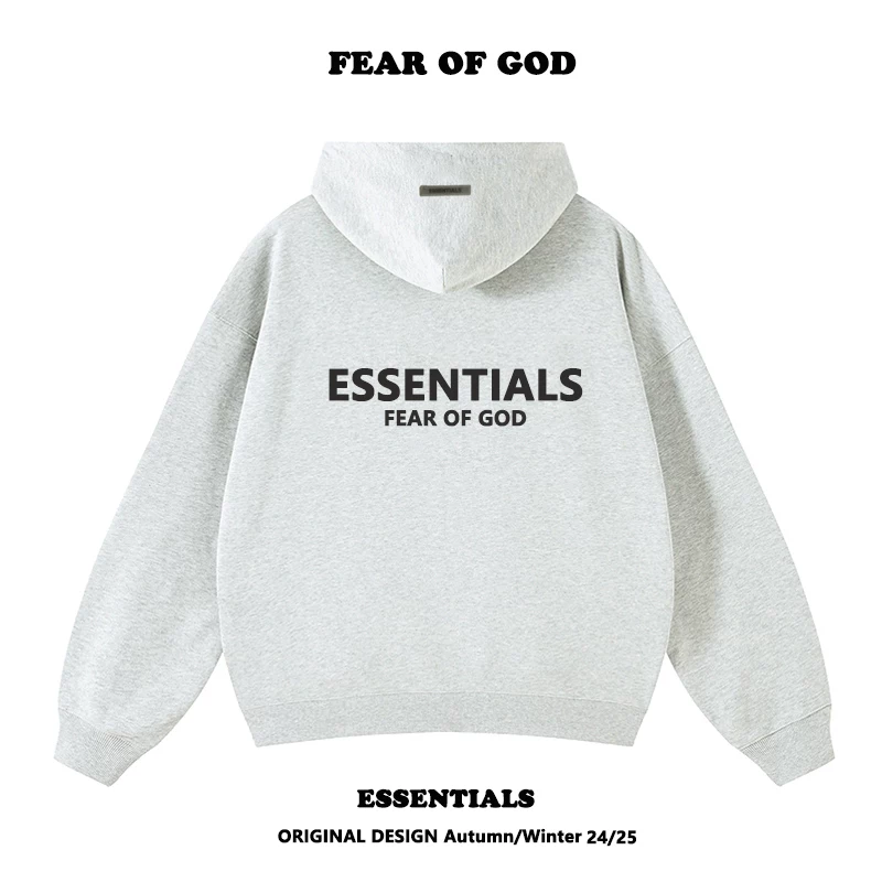 FOG многострочные essentials силиконовые печатные буквы на спине худи кэжуал мужской дамский свободный жакет