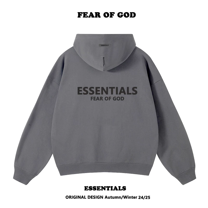 FOG многострочные essentials силиконовые печатные буквы на спине худи кэжуал мужской дамский свободный жакет