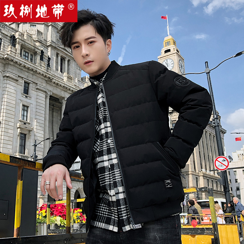 玖捌地带2019秋冬韩版男士休闲连帽棉衣外套青年百搭帅气男装棉袄