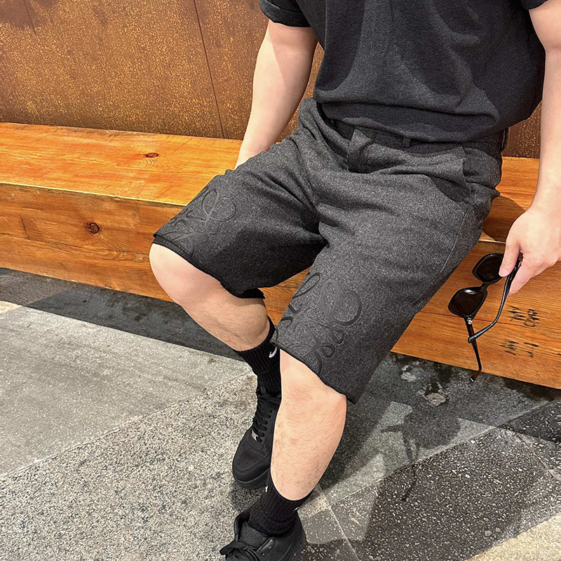 Vicxxclothing Produced Anagram Vine Burnt Flower Pattern Merino Wool Trousers Shorts Five-Quarter Pants