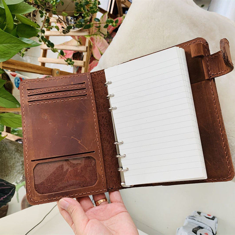 A5A6 Alive Page Clip Head Layer Bull Leather Business Notebook Notepad Handmade Diy Hand Ledger Pure Cow Leather Leather stock