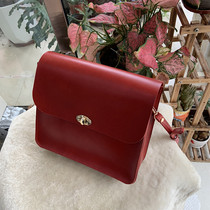 Handmade single shoulder inclined shoulder inclined satchel backpacking red headlining Bull Leather Pure Genuine Leather Leather leather Oblique Satchel Satchel Fashion Small Bag