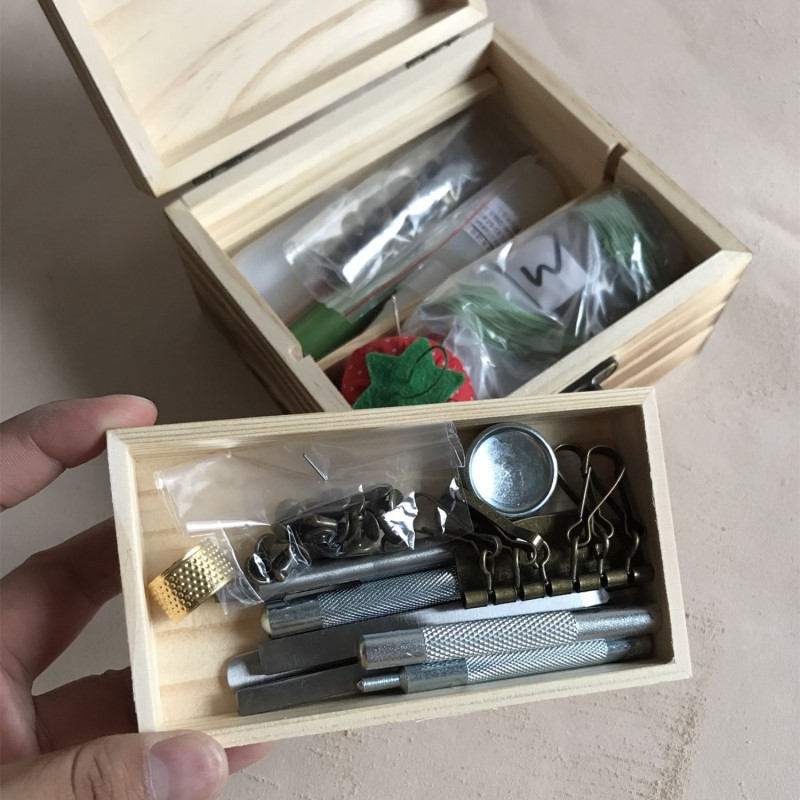 木盒手工工具小套装 手工diy皮具制作工具 制皮工具套装