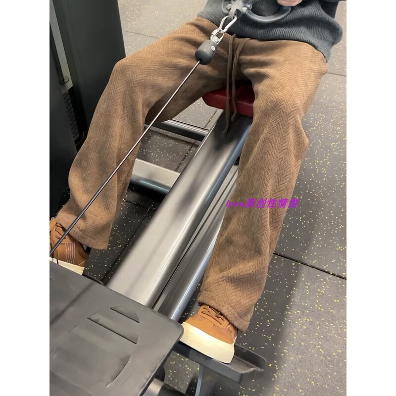 Proudfox Autumn and Winter Outdoor Open-Crotch Men's Casual Pants with American-Style Wide-Leg Design and Maillard Wheat Pattern
