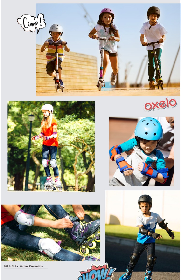 Decathlon trượt băng bảo vệ thiết bị mũ bảo hiểm thiết lập cho trẻ em trượt patin trượt patin trượt băng điều chỉnh OXELO-L - Trượt băng / Trượt / Thể thao mạo hiểm ván trượt