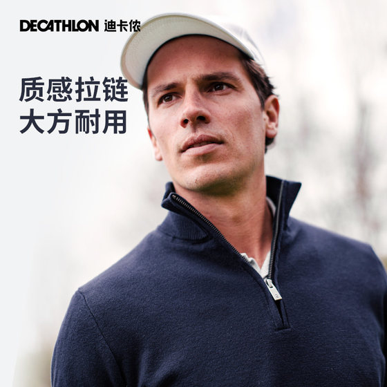 Decathlon 하프 지퍼 스웨터 가을, 겨울 따뜻한 옷깃 풀오버 스포츠 캐주얼 긴팔 스웨터 남성용 SAG1