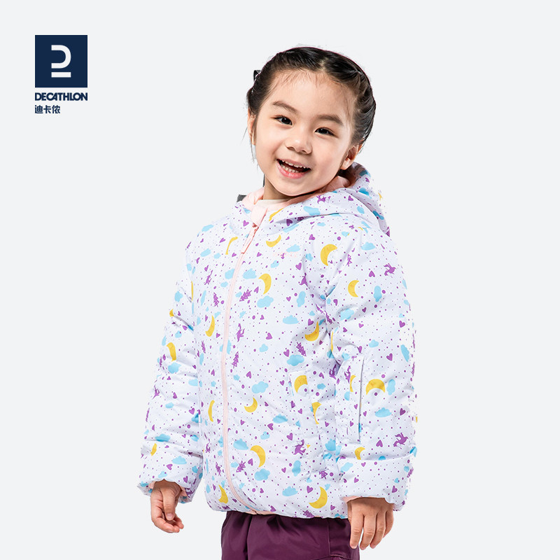 Decathlon children's padded clothes on both sides wear boys and girls baby winter waterproof quilted padded jacket WEDZE1