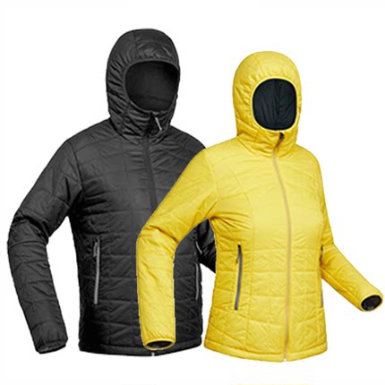 迪卡侬轻薄运动棉衣男仿羽绒棉女连帽冬夹克短款棉服休闲外套FOR2-tmall.com天猫