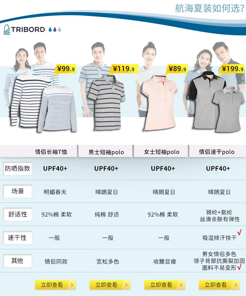 Decathlon flagship store nam nữ đôi dài tay thể thao áo thun chống nắng sọc lỏng hải quân mùa xuân và mùa hè TRIBORD áo top tank