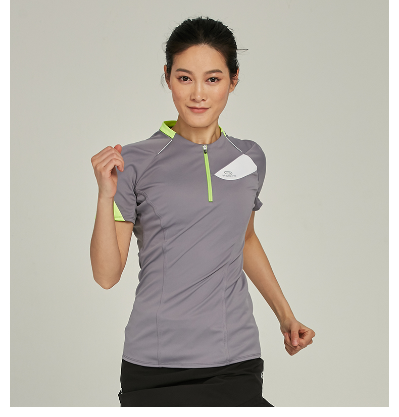 Áo thun thể thao Decathlon nữ mới ngoài trời chạy bộ thoáng mát áo sơ mi ngắn tay thoáng khí RUN C áo tank top gym nữ