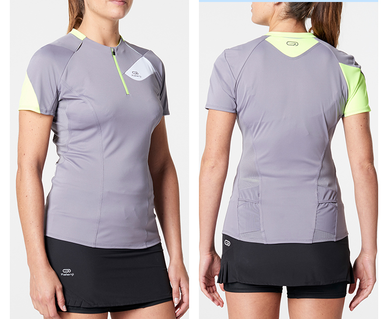 Áo thun thể thao Decathlon nữ mới ngoài trời chạy bộ thoáng mát áo sơ mi ngắn tay thoáng khí RUN C áo tank top gym nữ