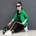 Bộ đồ thể thao giản dị nữ 2018 xuân hè mới thời trang Hàn Quốc phiên bản lớn của áo len rộng có mũ trùm đầu ba mảnh áo khoác nữ cao cấp Cộng với kích thước quần áo
