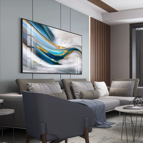 Парящая декоративная живопись для гостиной, современная атмосфера, диван, фон, подвесная картина, абстрактная горизонтальная версия, модель виллы, настенная живопись для комнаты