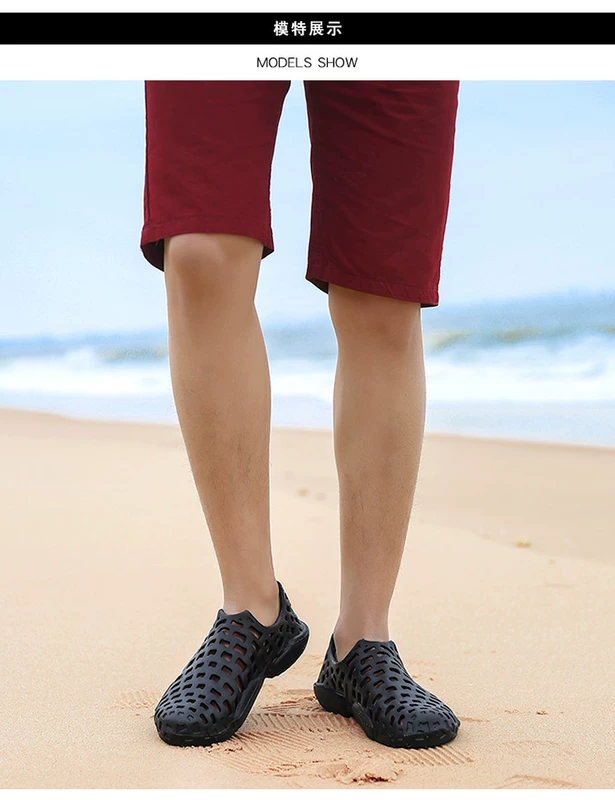 Mưa khởi động nam mùa hè thở nhẹ lội giày của nam giới ngoài trời không thấm nước giày cao su thượng nguồn giày nhanh chóng khô lỗ bãi biển giày người đàn ông