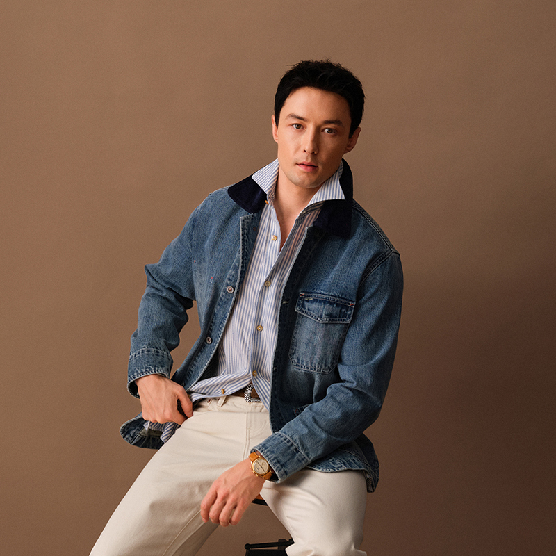 Writer Washed Denim Patchwork Collar Five-Pocket Writer Jacket - Tailored Denim