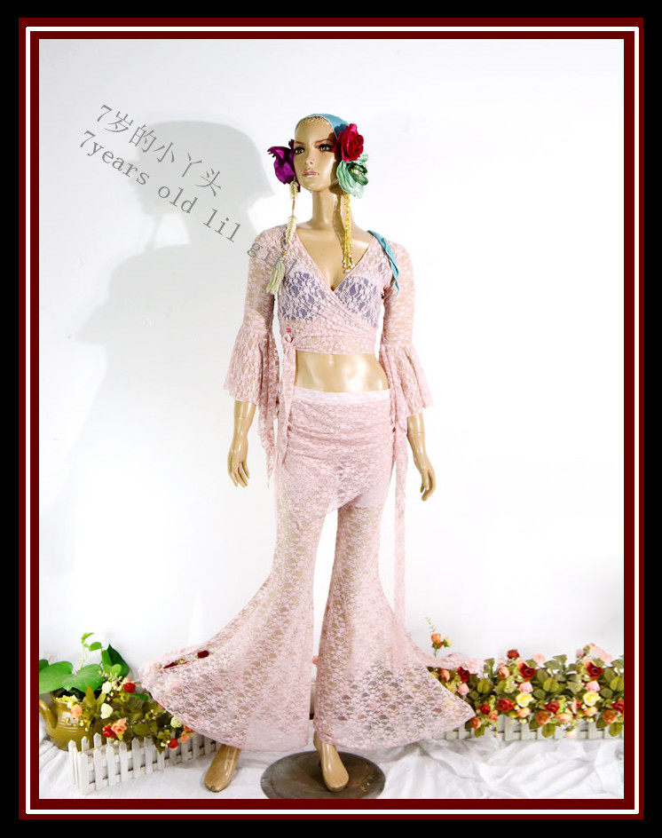 Belly dance 2019 new autumn and winter South Korean lace small fart curtain sharp-angled horn pants DB96 -Taobao