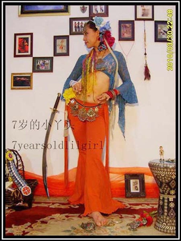 Belly Leather Dance Pants Elastic Cotton Hung With Sharp Corner Horn Pants Classic Design Hot Sell Little Girl Develop AB22-Taobao