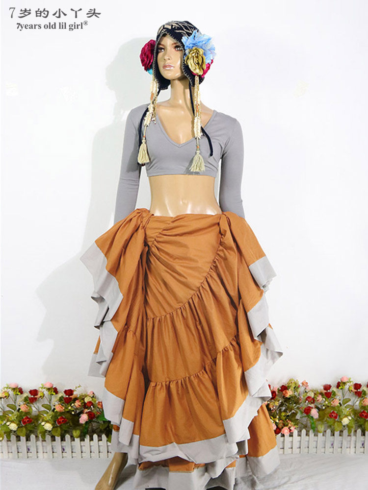 ATS US tribal wind belly dance Under-dress full cotton dress 2020 New pint hot selling 4 floors 16 m EI52 -Taobao