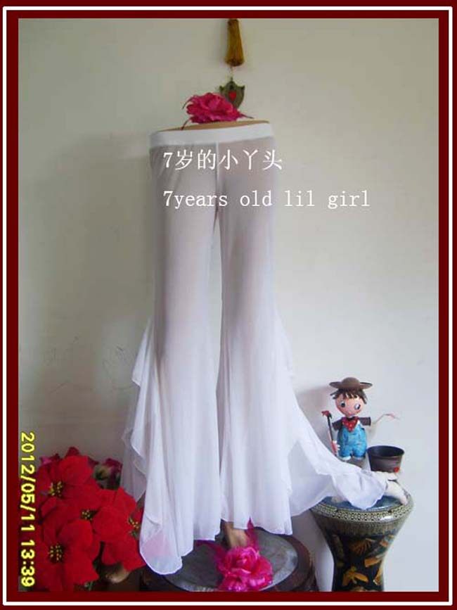 Belly Leather Dance Pants Mesh Yarn Taiwan Water Yarn High Side Slit Large Lotus Leaf Side Horn Pants GC15 -Taobao