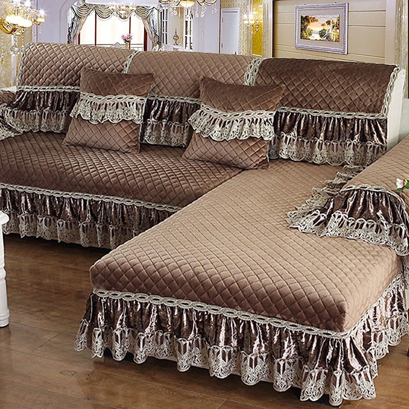 European-style high-grade thickened winter plush sofa cushion non-slip simple universal leather sofa cover chaise concubine all-inclusive custom