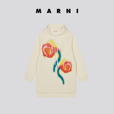 Трикотаж marni 2021年新款早秋系列女士米色花卉印花棉质长款连帽衫
