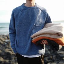  50% off homemade  junior”Japanese retro color dot round neck wool knitwear Korean sweater men and women