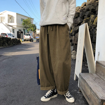 Coke life original Japanese ankle-length pants men and women autumn BF loose casual overalls drawstring straight pants