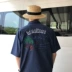 Tự làm waikiki Ami embroidery Cây dừa Hawaii thêu áo sơ mi tay ngắn Nhật Bản nam và nữ - Áo áo kiểu công sở đẹp Áo