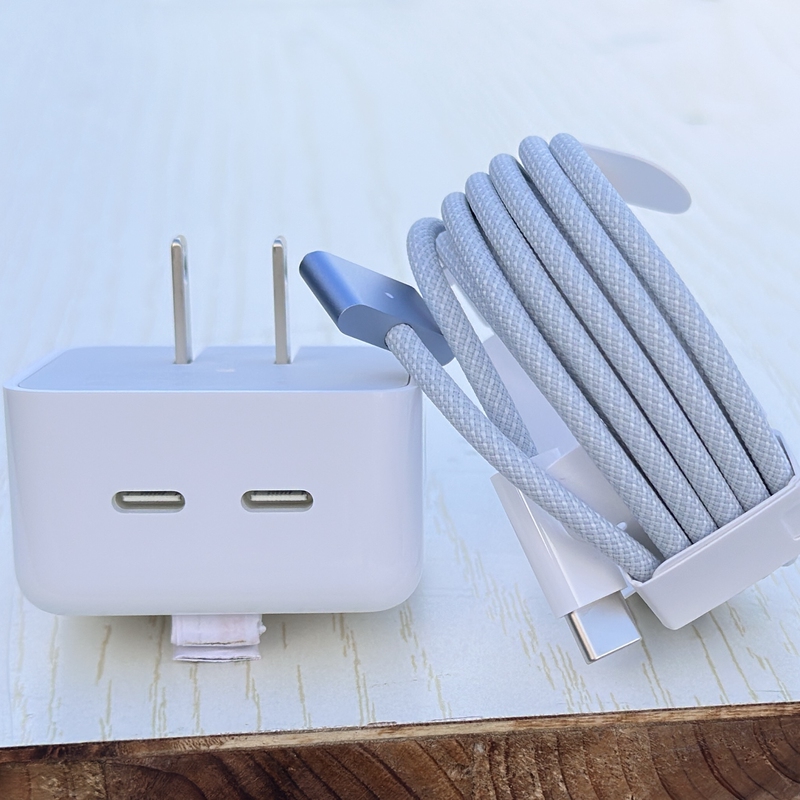 Suitable for Macbookair Original 35W Charger A3240 Sky Blue Magsafe3 Magnetic Connector Charging Cable A3113 Apple A3114 Computer A2941 Dual-Port Fast Charging Head A3241