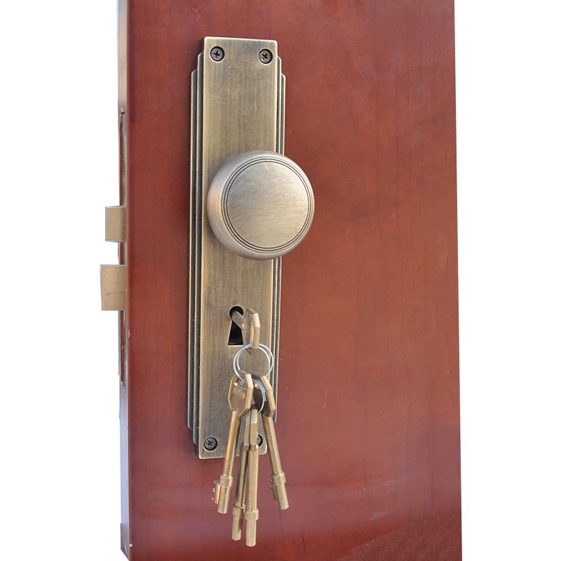 Six-Panel Door Brass Handle, Double Door Brass Solid Large Handle, Vertical Simple Handle, Old-Style House Brass Fittings Six-Panel Door Brass Handle, Double Door Brass Solid Large Handle, Vertical Simple Handle, Old-Style House Brass Fittings