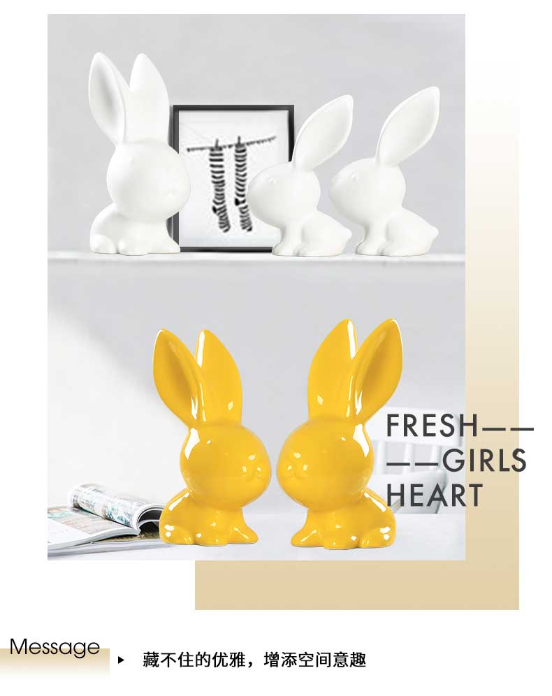 Modern household adornment ark, creative craft gift porcelain rabbit sitting room office desktop small ornament furnishing articles