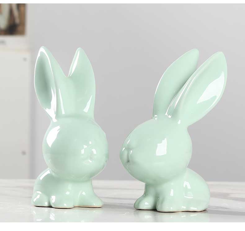 Modern household adornment ark, creative craft gift porcelain rabbit sitting room office desktop small ornament furnishing articles