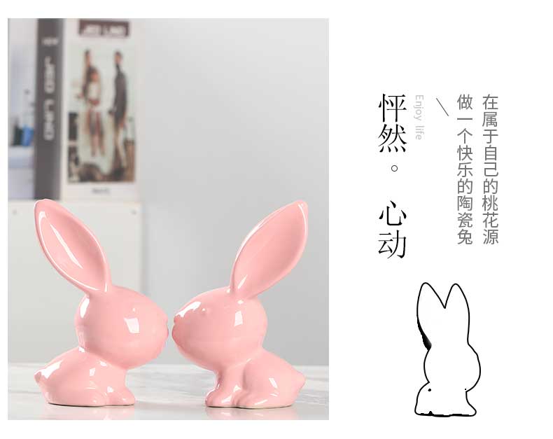 Modern household adornment ark, creative craft gift porcelain rabbit sitting room office desktop small ornament furnishing articles