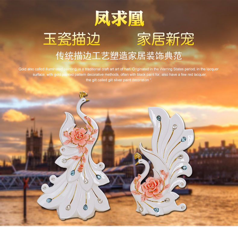 Creative household soft outfit decoration wedding gift sitting room adornment ark place ceramics decoration the see the order of the phoenix