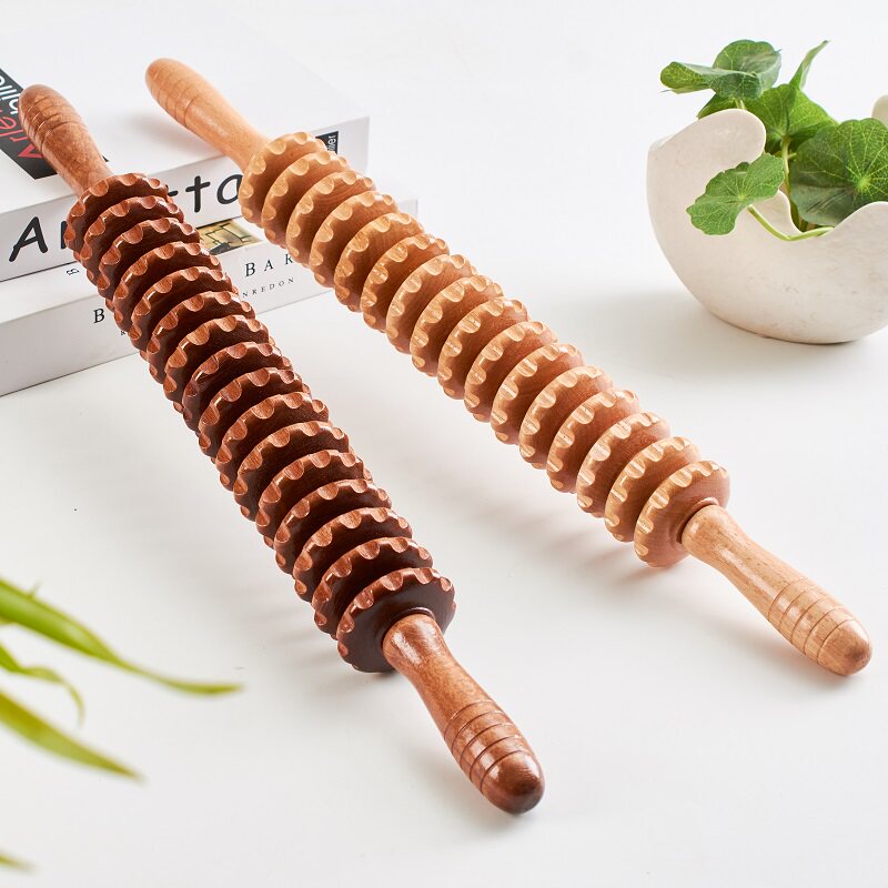 Solid wood yoga neck meridian stick fitness device ball wooden roller massage stick waist back leg fitness stick