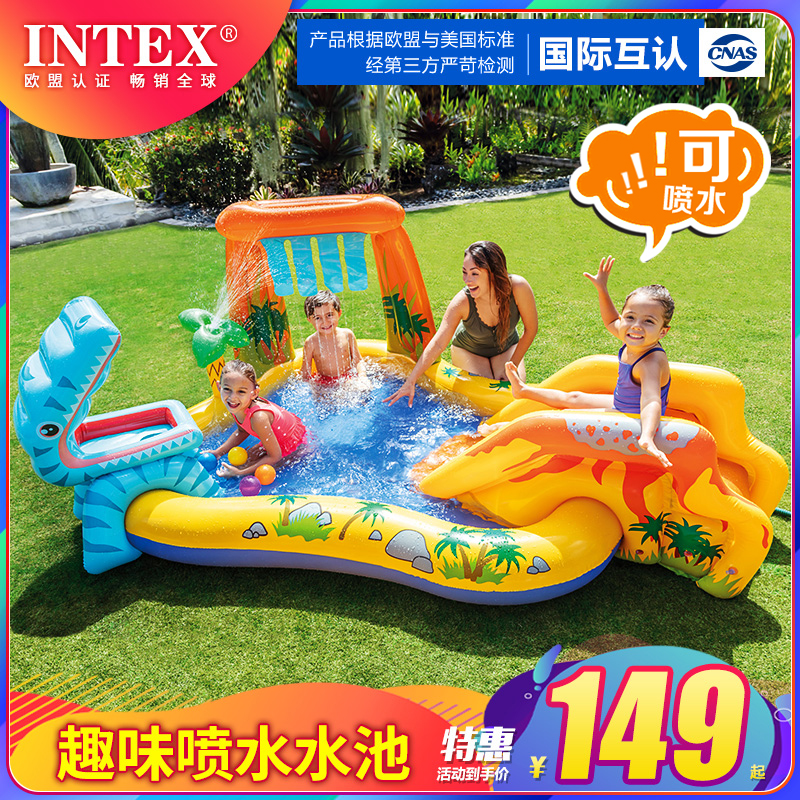 INTEX Kids Inflatable Pool Outdoor Large Model Ocean Ball Pool Sand Pool Home Baby Spray Paddling Pool