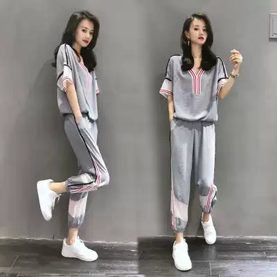 European station Leisure set women's summer clothes 2021 new fashion foreign style short sleeve age reduction sports two-piece set European tide