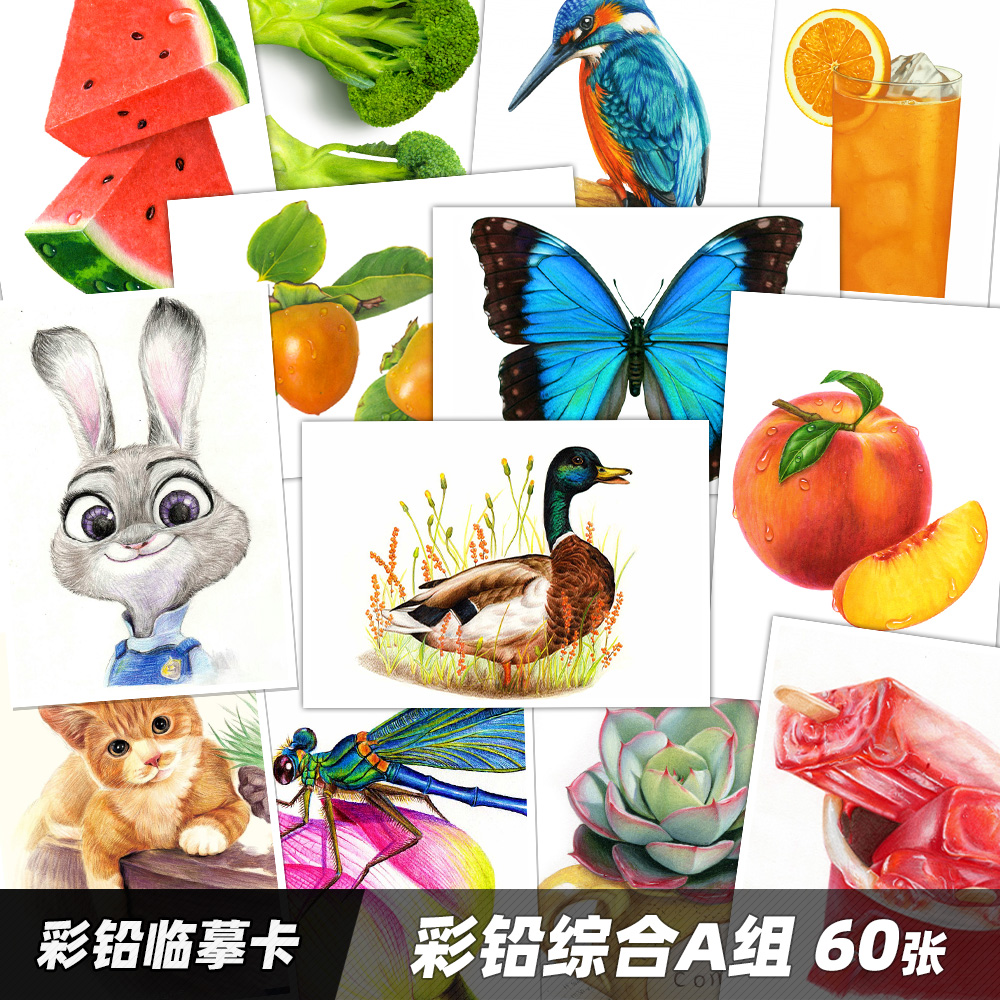 Less creative color lead to copy cards Fine art Fan painting Fruit Vegetable Animal Hands Painted fine art color lead painting-Taobao
